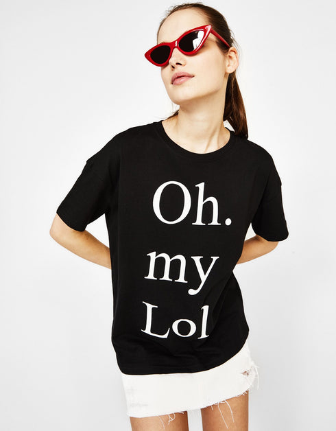 Cotton T-shirt with slogan